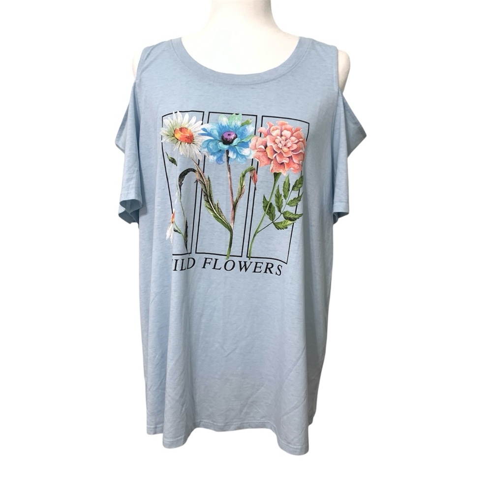 NWT Lane Bryant Wildflowers Top SZ 18-20 Cold Shoulder Short Sleeve Shirt $49.95